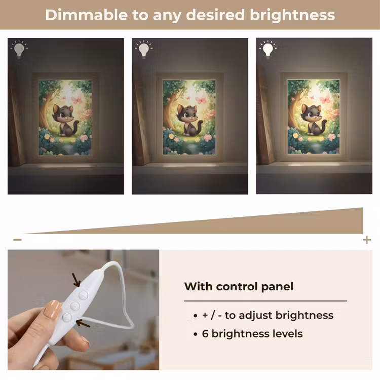 Kat - Zwart - Bos - Vlinders Light Box met kabel (Kinderlampje) klein -USP_dimbaarEN