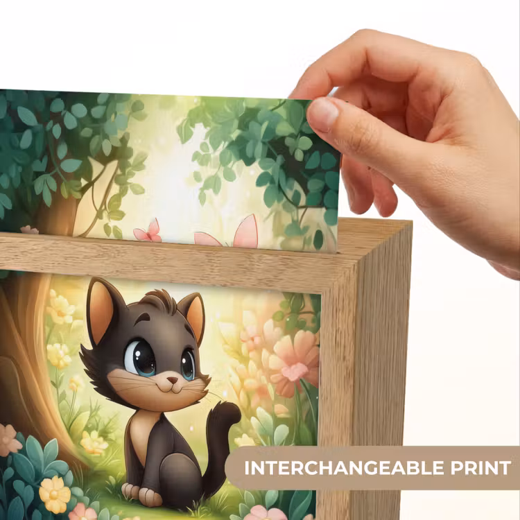 Kat - Zwart - Bos - Vlinders Light Box met kabel (Kinderlampje) klein -USP_websiteprintEN