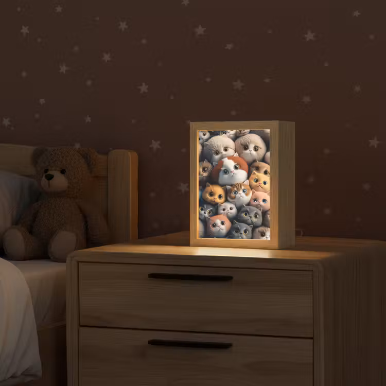 Poes - Kat - Design - Bruin - Grijs - Kids Light Box met kabel klein -sfeer1_kind