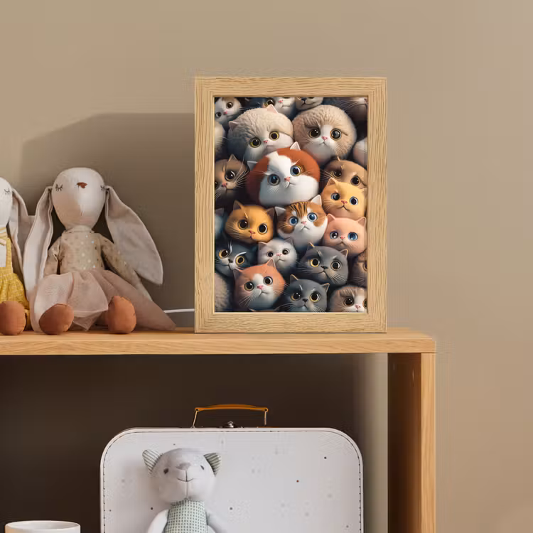 Poes - Kat - Design - Bruin - Grijs - Kids Light Box met kabel klein -sfeer2_kind