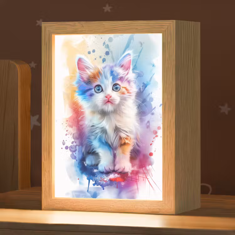 Kat - Kleurrijk - Verf - Dier - Wit Light Box met kabel klein -zzz_3d_website