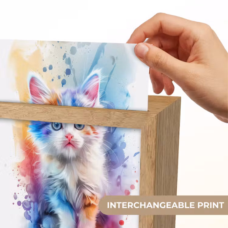 Kat - Kleurrijk - Verf - Dier - Wit Light Box met kabel (Kinderlampje) klein -USP_websiteprintEN
