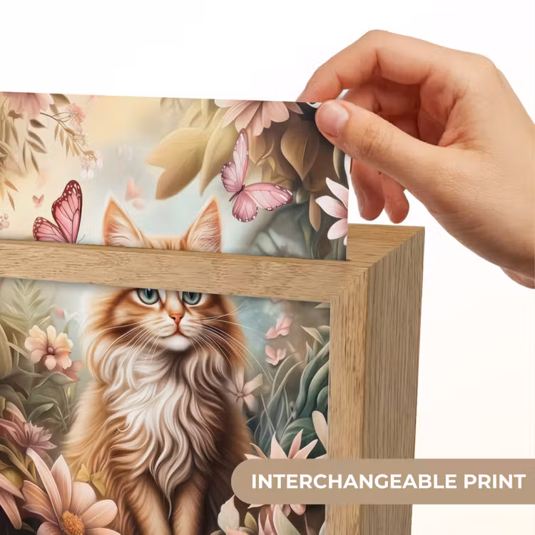 Kat - Bloemen - Vlinders - Roze Light Box met kabel (Kinderlampje) klein -USP_websiteprintEN