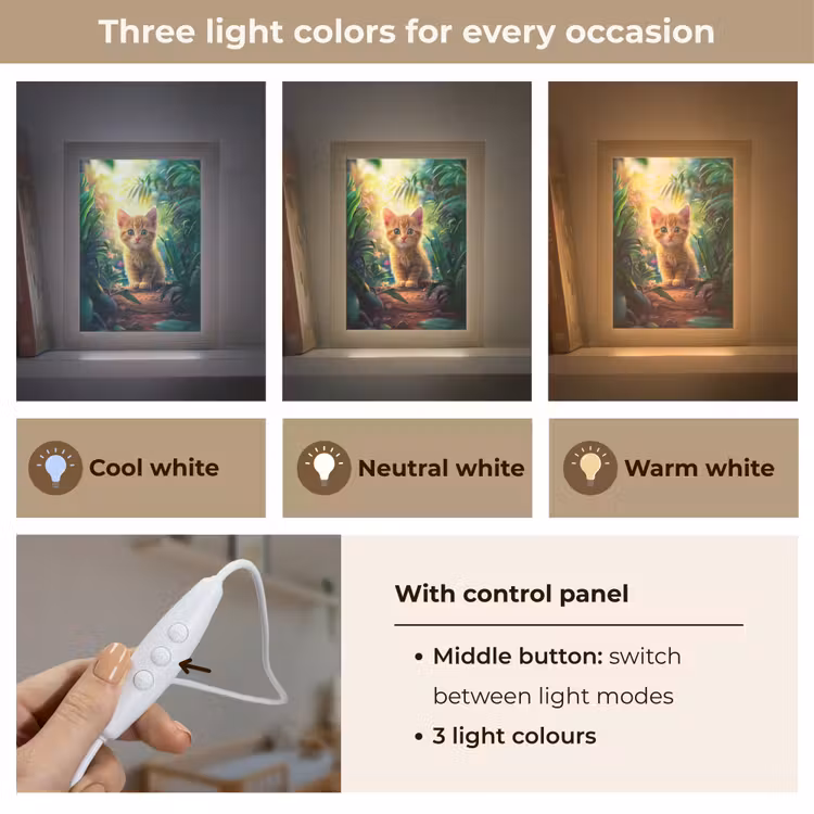 Kat - Huisdier - Natuur Light Box met kabel (Kinderlampje) klein -USP_lichtkleurEN
