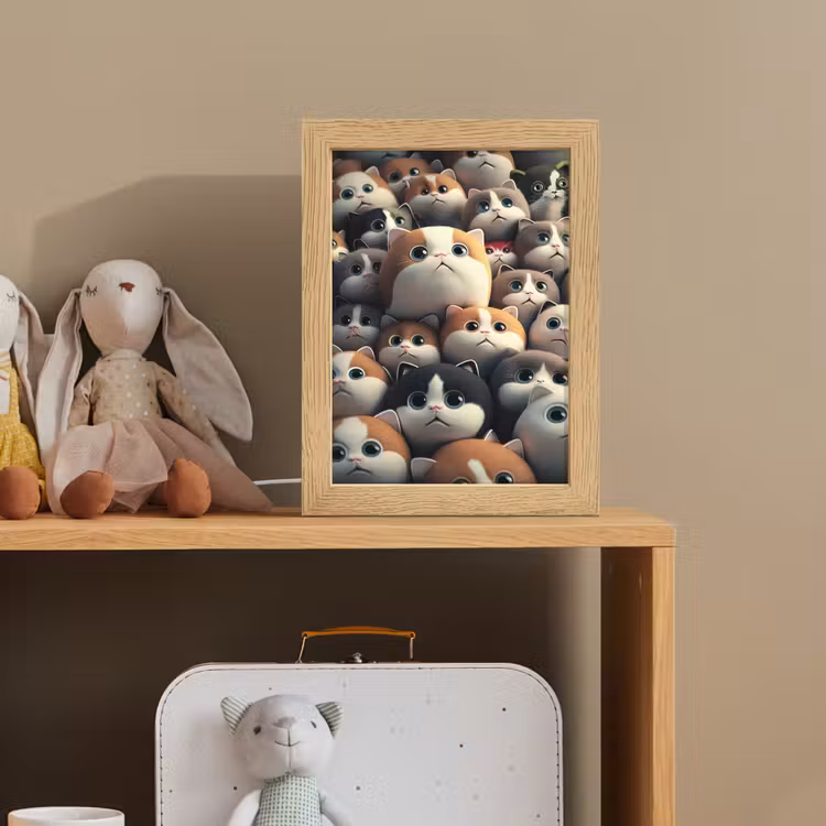 Kat - Huisdieren - Poes - Bruin - Grijs - Kinderen Light Box met kabel klein -sfeer2_kind