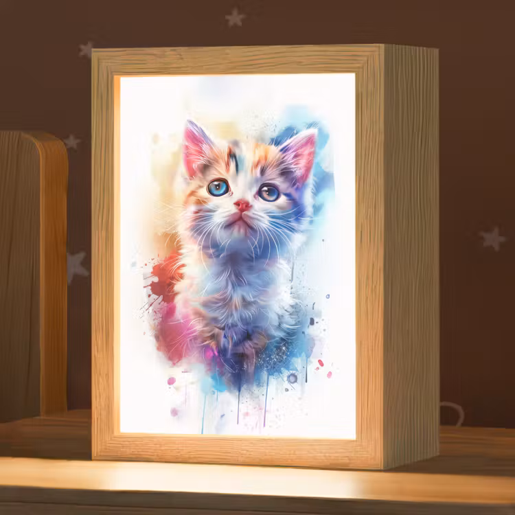 Kat - Portret - Kleuren - Verf - Wit Light Box met kabel klein -zzz_3d_website