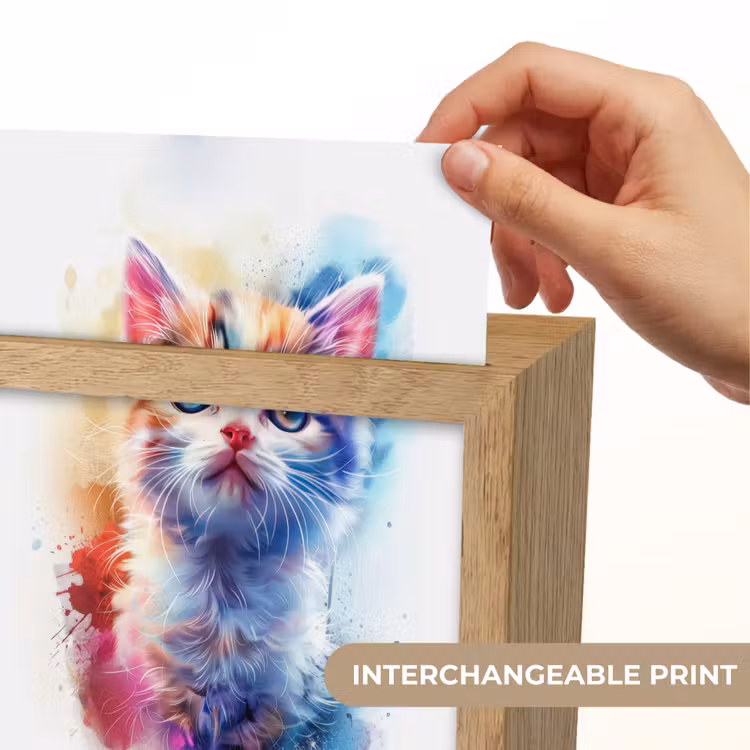 Kat - Portret - Kleuren - Verf - Wit Light Box met kabel (Kinderlampje) klein -USP_websiteprintEN