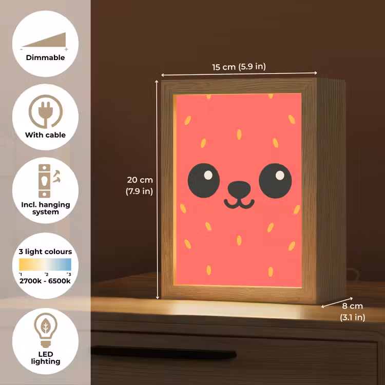 Kat - Aardbei - Cartoon Light Box met kabel (Kinderlampje) klein -USP_EN