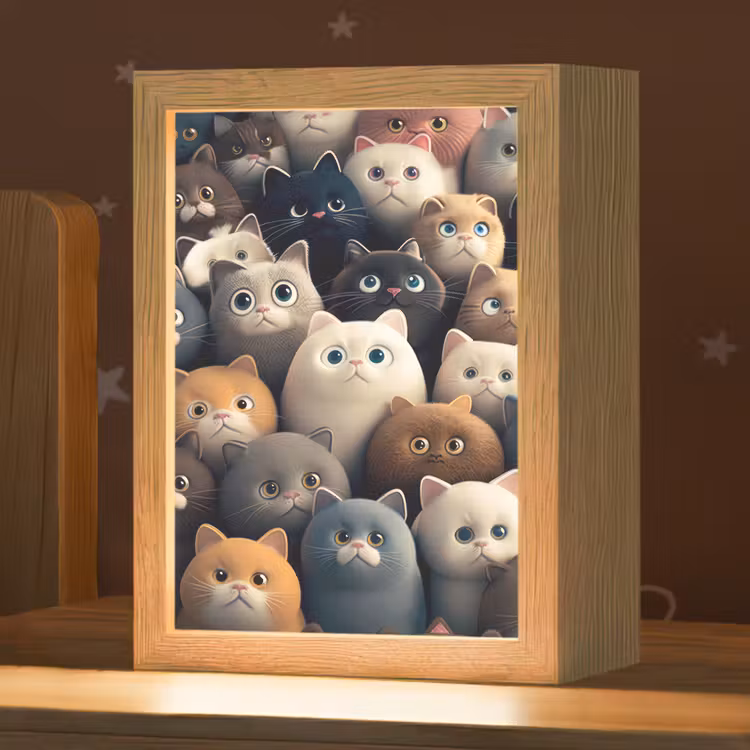 Katten - Dieren - Poes - Design - Meiden - Jongens Light Box met kabel klein -zzz_3d_website