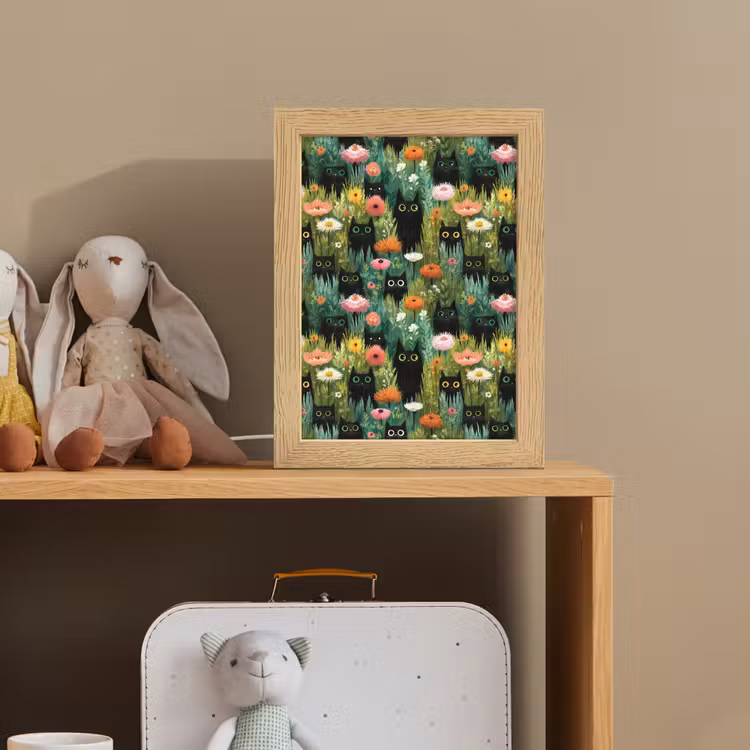 Katten - Bloemen - Kleurrijk Light Box met kabel (Kinderlampje) klein 904 -sfeer2_kind