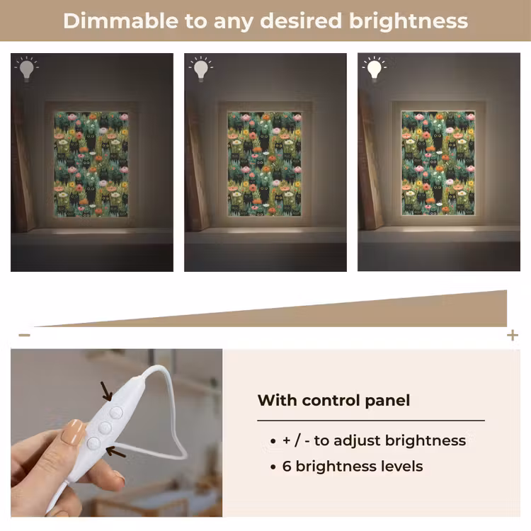 Katten - Bloemen - Kleurrijk Light Box met kabel (Kinderlampje) klein 904 -USP_dimbaarEN