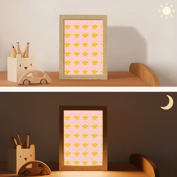 Katten - Patroon - Roze Light Box met kabel (Kinderlampje) klein 904 -sfeer3_kind
