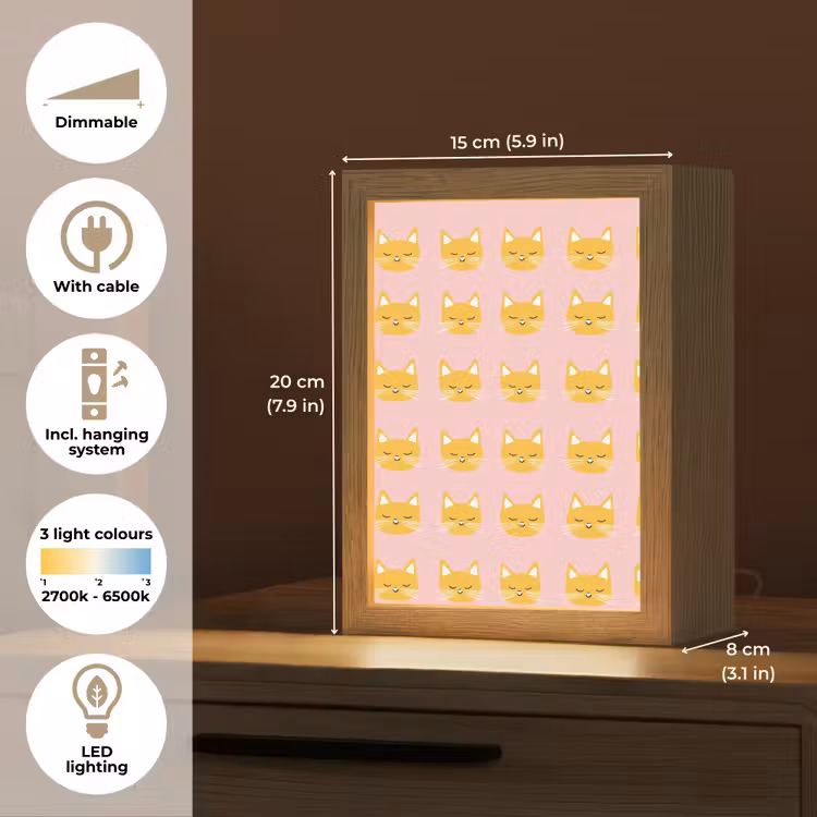 Katten - Patroon - Roze Light Box met kabel (Kinderlampje) klein 904 -USP_EN
