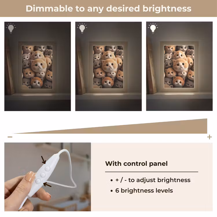 Katten - Huisdieren - Kitten - Design - Jongens - Meisjes Light Box met kabel (Kinderlampje) klein -USP_dimbaarEN