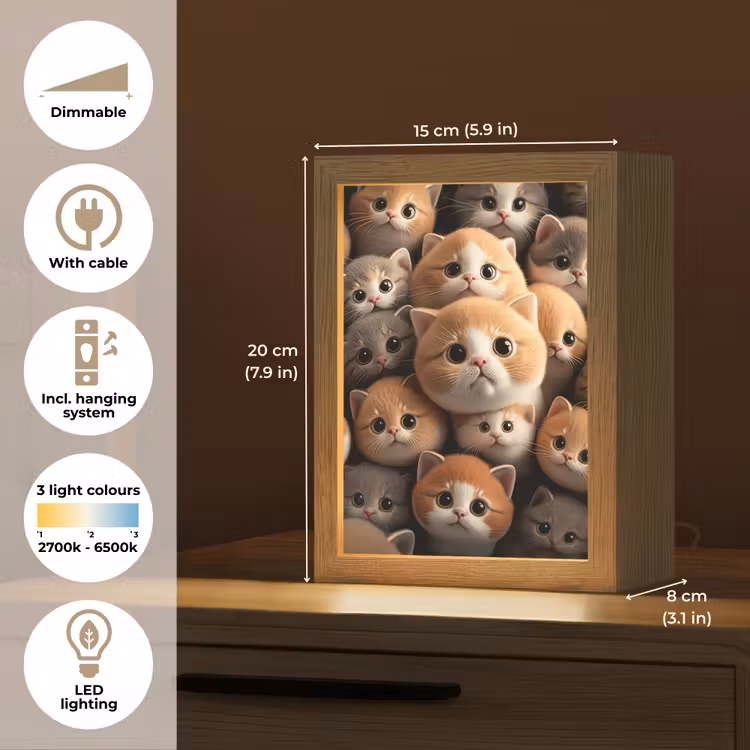 Katten - Huisdieren - Kitten - Design - Jongens - Meisjes Light Box met kabel (Kinderlampje) klein -USP_EN