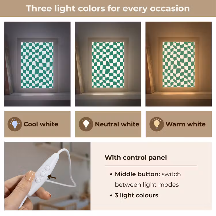 Schaakbord - Golvend - Groen Light Box met kabel (Kinderlampje) klein 904 -USP_lichtkleurEN