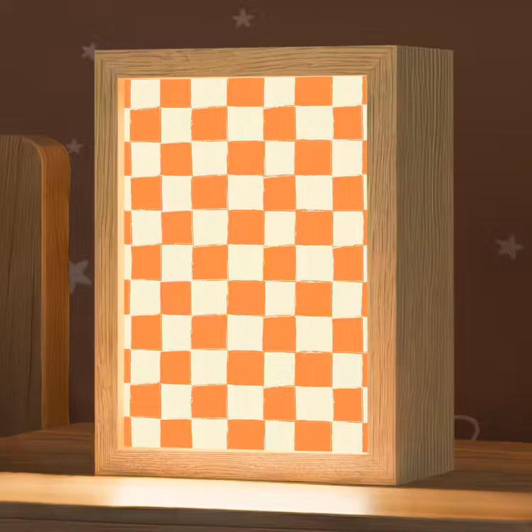 Schaak - Patroon - Oranje Light Box met kabel (Kinderlampje) klein 904 -zzz_3d_website