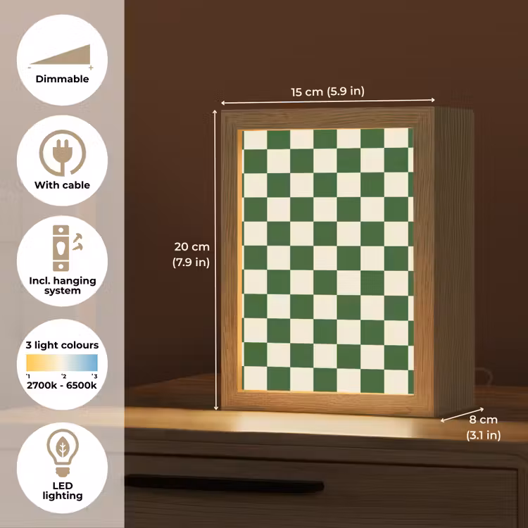 Schaakbord - Patroon - Groen Light Box met kabel (Kinderlampje) klein 904 -USP_EN