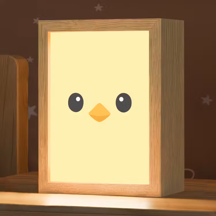 Kuiken - Vrolijk - Geel - Minimalistisch Light Box met kabel klein -zzz_3d_website