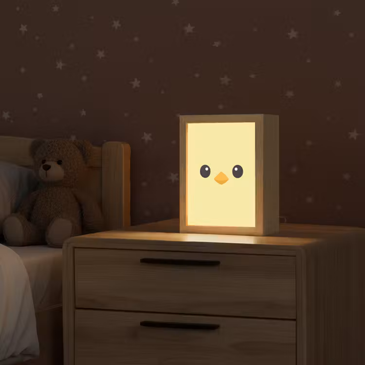 Kuiken - Vrolijk - Geel - Minimalistisch Light Box met kabel klein -sfeer1_kind