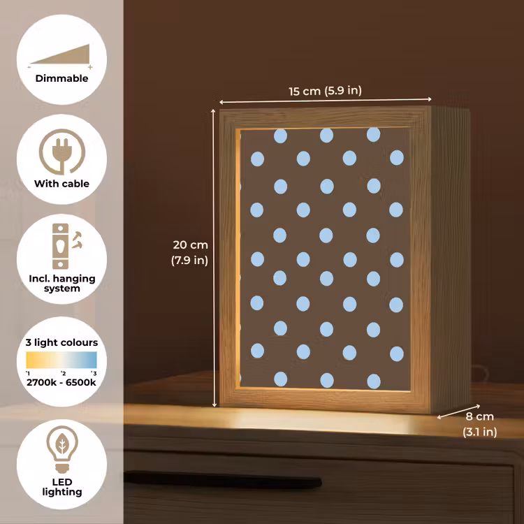 Klassiek - Stippen - Bruin Light Box met kabel (Kinderlampje) klein 904 -USP_EN