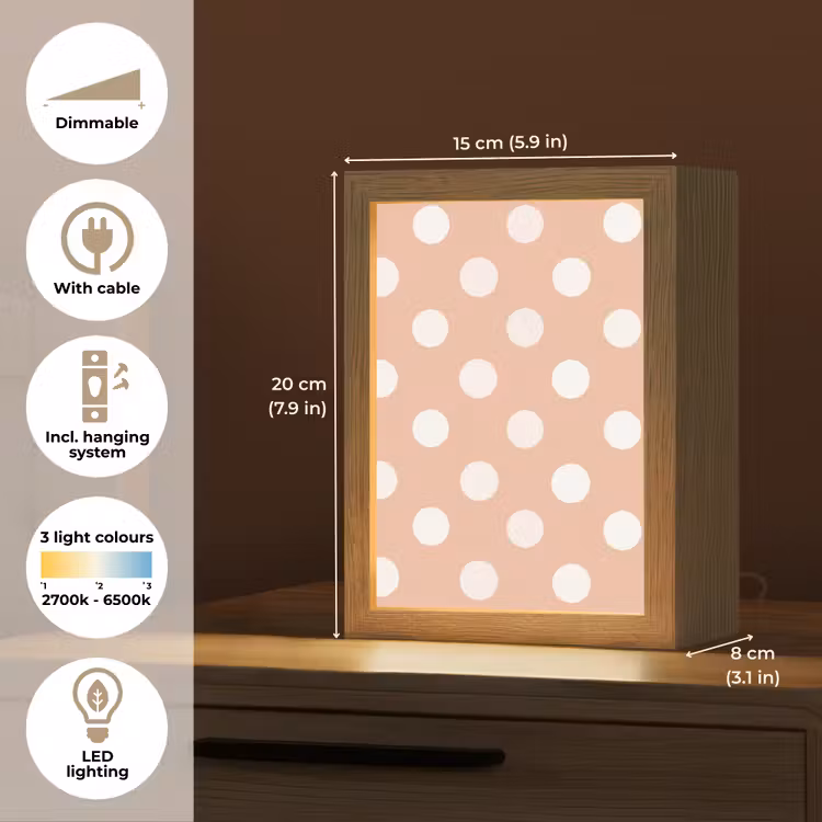 Klassiek - Polka - Perzik Light Box met kabel (Kinderlampje) klein 904 -USP_EN