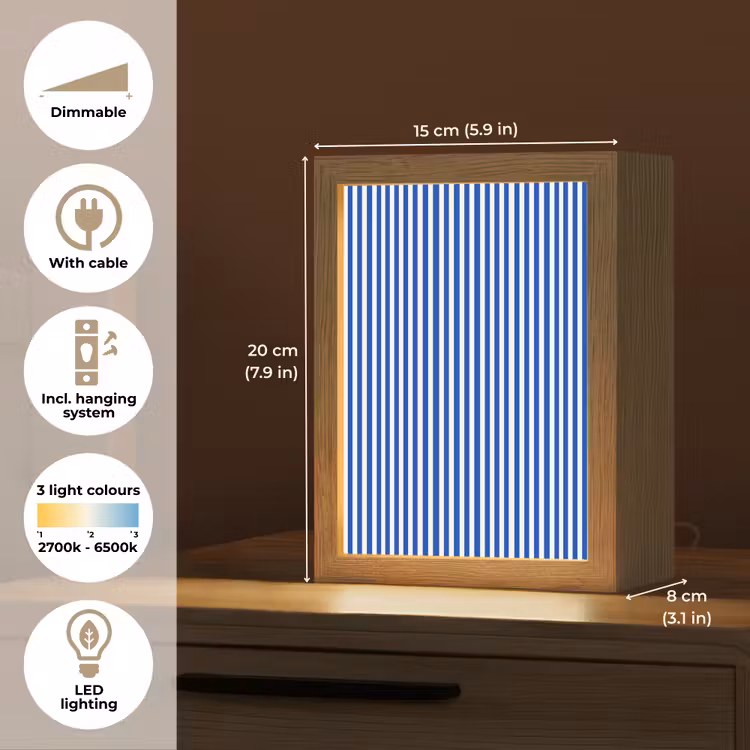 Klassiek - Strepen - Blauw Light Box met kabel (Kinderlampje) klein 904 -USP_EN