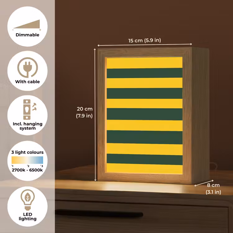 Klassiek - Strepen - Groen Light Box met kabel (Kinderlampje) klein 904 -USP_EN