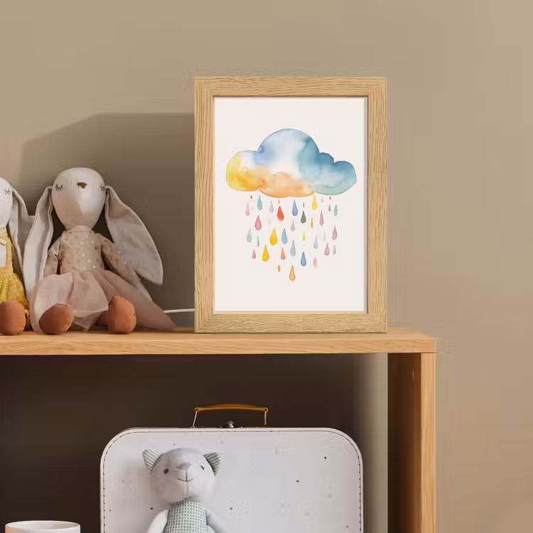 Wolk - Regen - Watercolor - Kleurrijk Light Box met kabel klein -sfeer2_kind