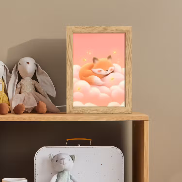 Wolken - Vos - Oranje - Sterren Light Box met kabel klein -sfeer2_kind