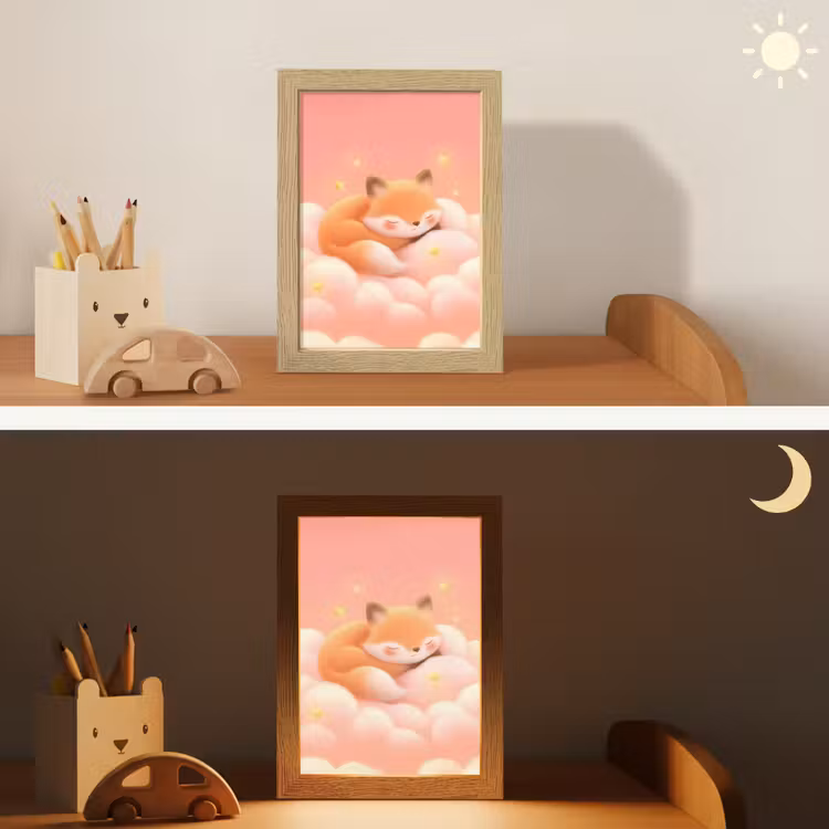 Wolken - Vos - Oranje - Sterren Light Box met kabel klein -sfeer3_kind