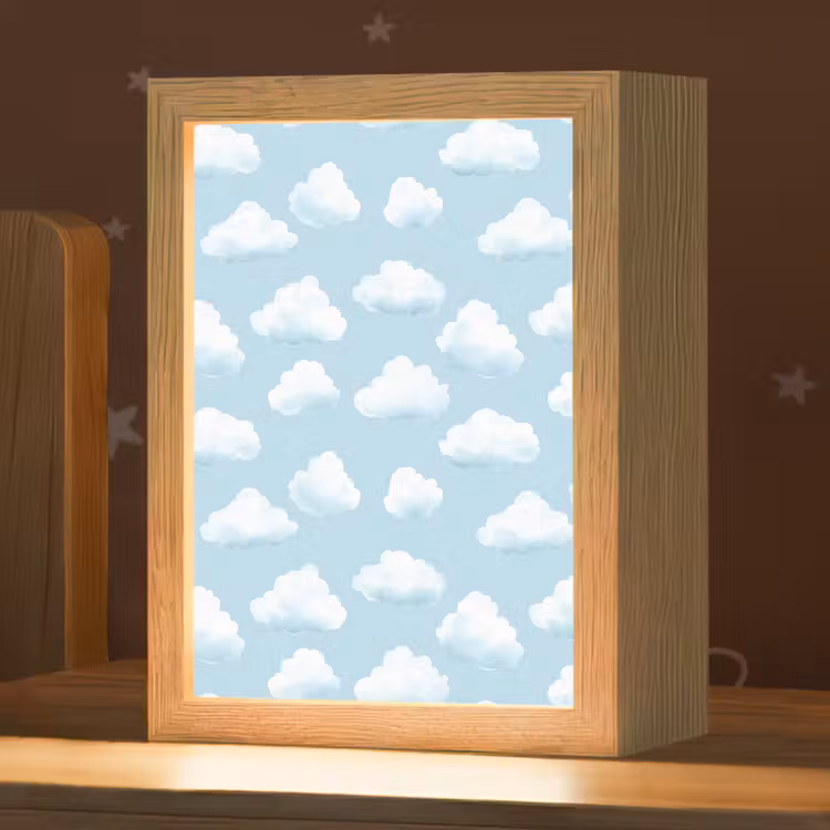 Wolken - Illustratie - Blauw Light Box met kabel (Kinderlampje) klein 904 -zzz_3d_website