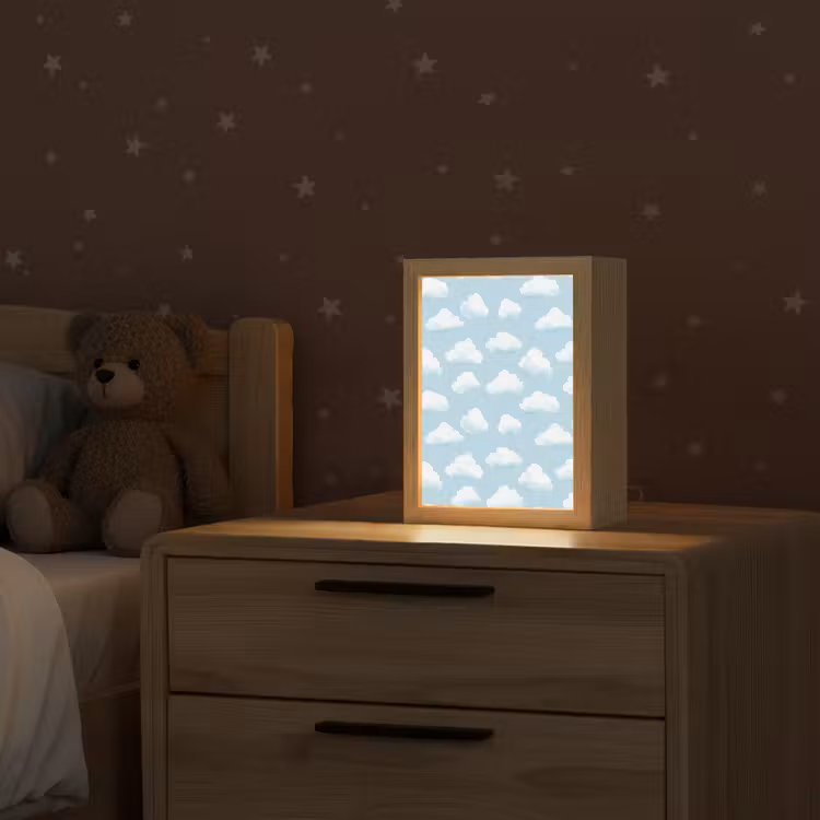 Wolken - Illustratie - Blauw Light Box met kabel (Kinderlampje) klein 904 -sfeer1_kind