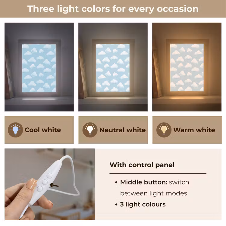Wolken - Illustratie - Blauw Light Box met kabel (Kinderlampje) klein 904 -USP_lichtkleurEN