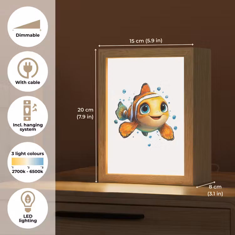 Clownvis - Oranje - Vis - Water Light Box met kabel (Kinderlampje) klein -USP_EN