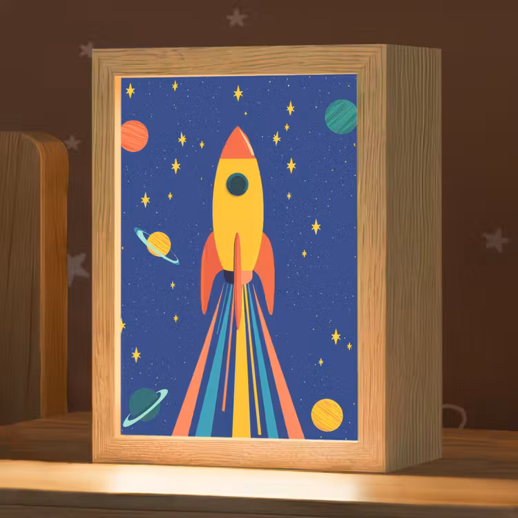 Kleurrijk - Raket - Ruimte Light Box met kabel klein -zzz_3d_website