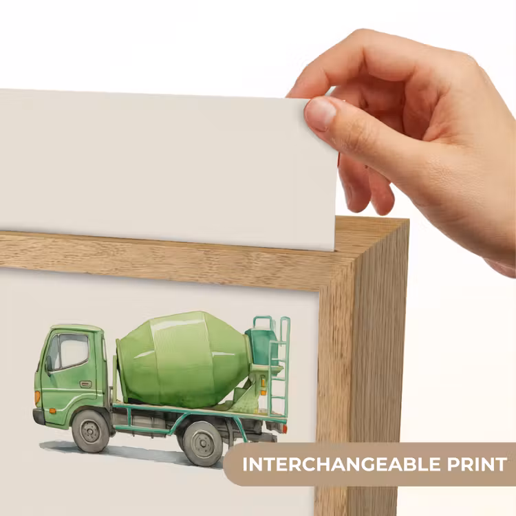 Betonwagen - Illustratie - Groen - Minimalistisch Light Box met kabel (Kinderlampje) klein -USP_websiteprintEN