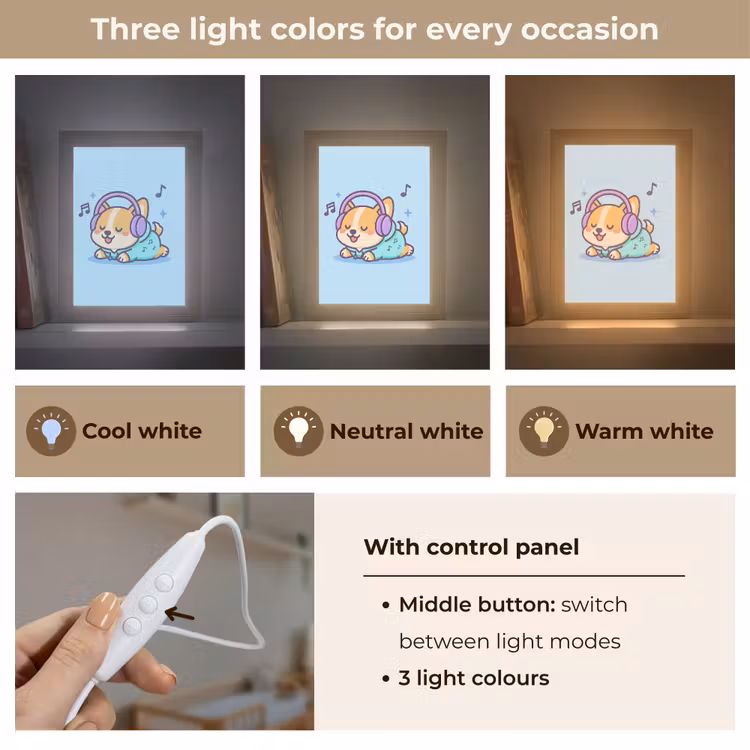 Corgi - Koptelefoon - Blauw - Muzieknoten Light Box met kabel (Kinderlampje) klein -USP_lichtkleurEN
