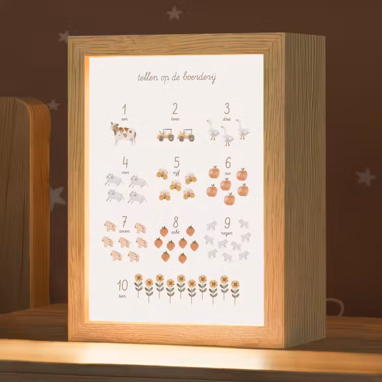 Getallen tellen - Educatief - Cijfers leren - Boerderij Light Box met kabel klein -zzz_3d_website