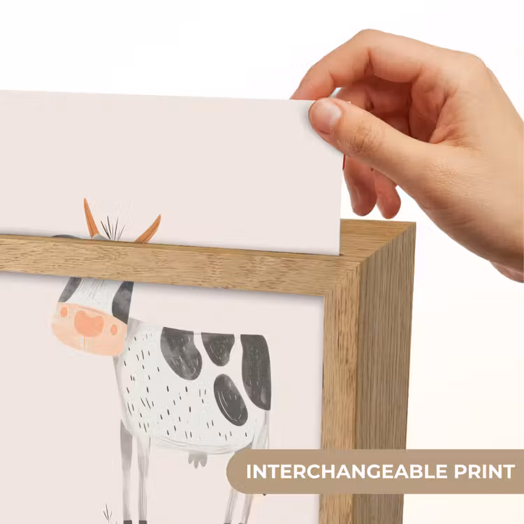 Koe - Boerderij dier - Dieren - Pastel kleuren Light Box met kabel (Kinderlampje) klein -USP_websiteprintEN