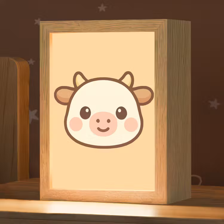 Koe - Oranje - Cartoon Light Box met kabel klein -zzz_3d_website