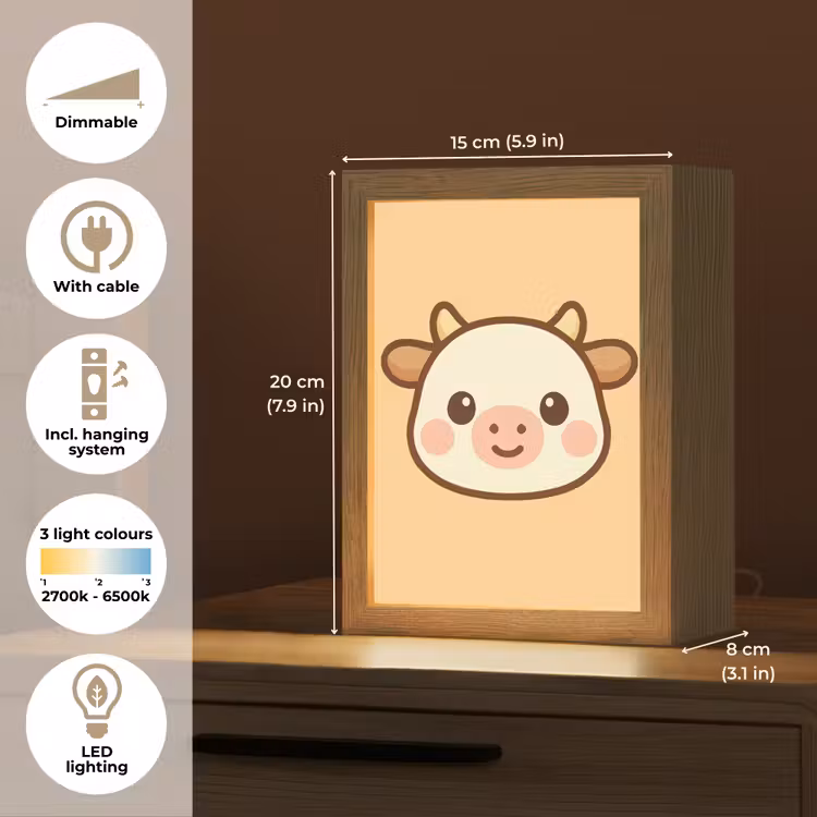 Koe - Oranje - Cartoon Light Box met kabel (Kinderlampje) klein -USP_EN