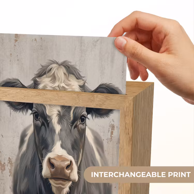 Koe - Portret - Dieren - Modern Light Box met kabel (Kinderlampje) klein -USP_websiteprintEN