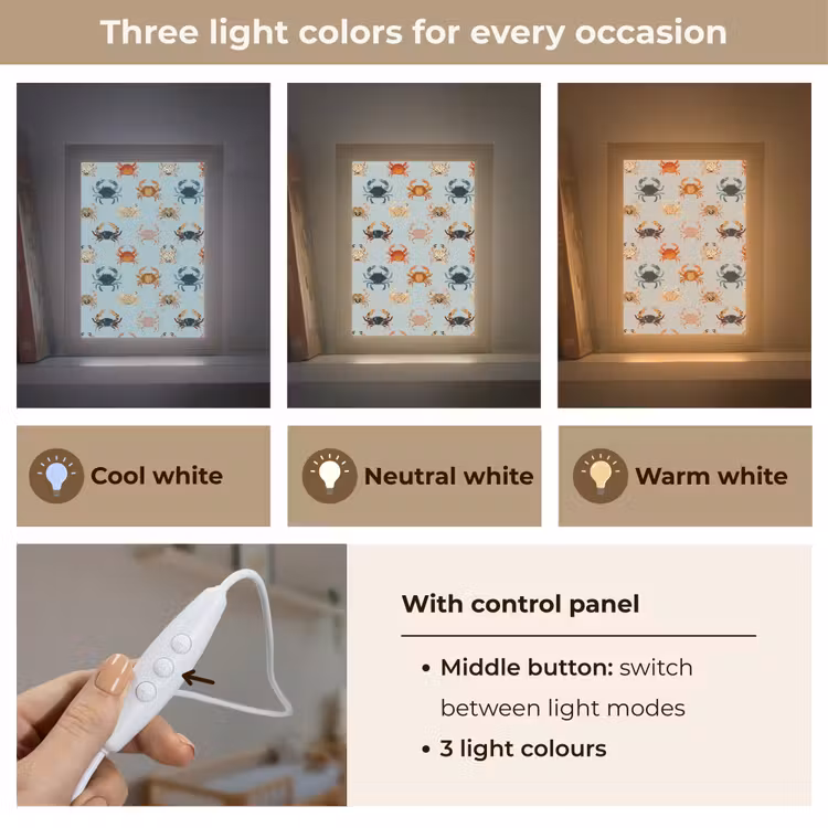 Krabben - Speels - Kleurrijk Light Box met kabel (Kinderlampje) klein 904 -USP_lichtkleurEN