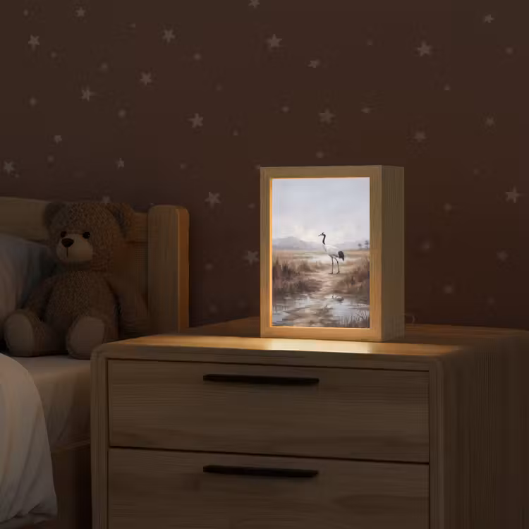 Kraanvogel - Natuur - Realistisch Light Box met kabel (Kinderlampje) klein -sfeer1_kind