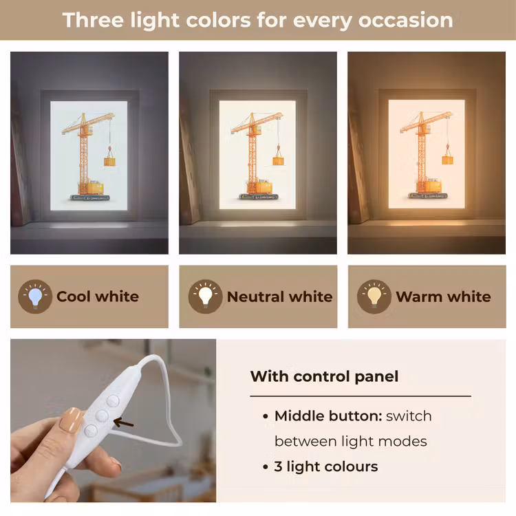 Kraan - Oranje - Scheepscontainer Light Box met kabel (Kinderlampje) klein -USP_lichtkleurEN
