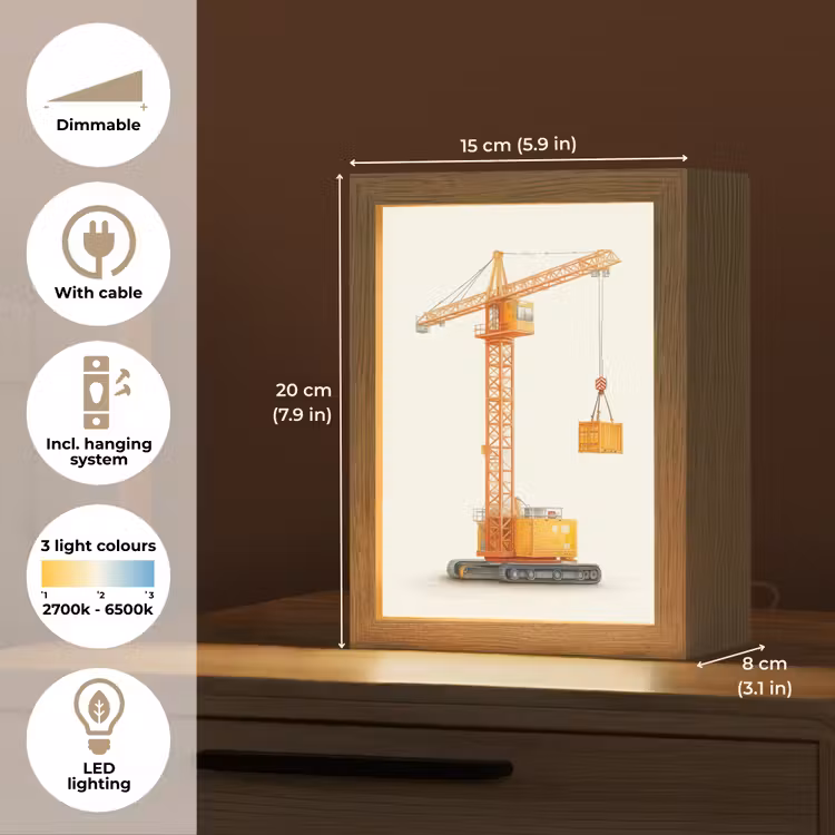 Kraan - Oranje - Scheepscontainer Light Box met kabel (Kinderlampje) klein -USP_EN