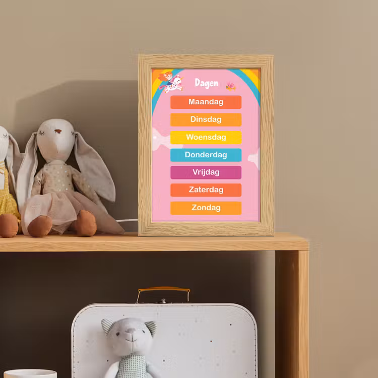 Dagen van de week - Educatief - Leren voor kinderen - Roze Light Box met kabel klein -sfeer2_kind