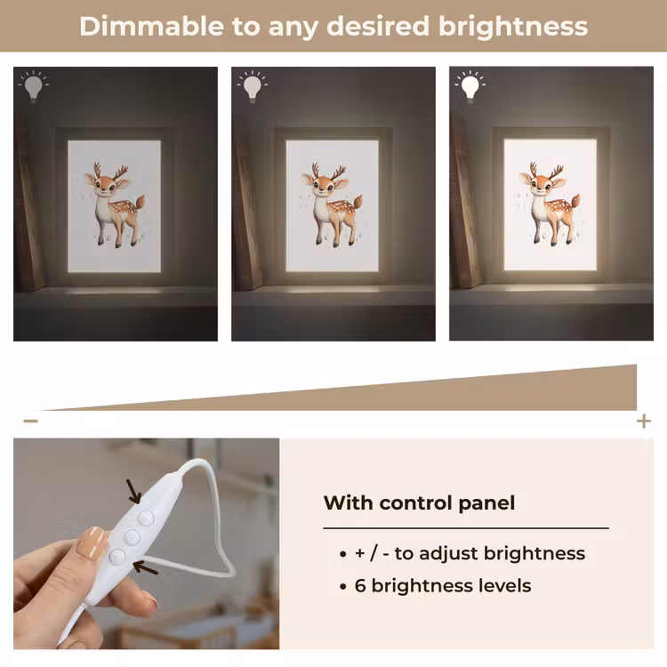 Hert - Dier - Bruin Light Box met kabel (Kinderlampje) klein -USP_dimbaarEN