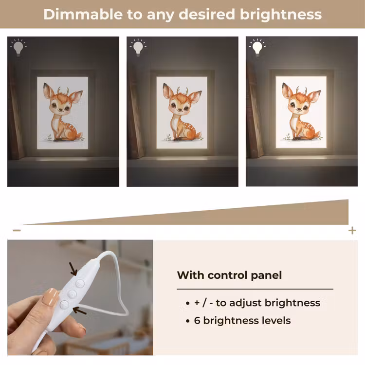 Hert - Baby - Dieren Light Box met kabel (Kinderlampje) klein -USP_dimbaarEN